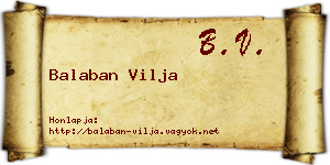 Balaban Vilja névjegykártya